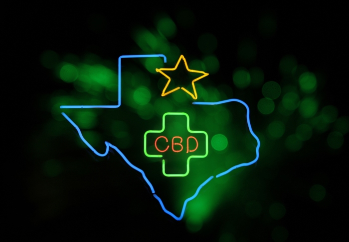Neon Texas CBD Sign Photo Composite